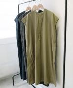 コットンリネン平織デニム　2wayワンピース